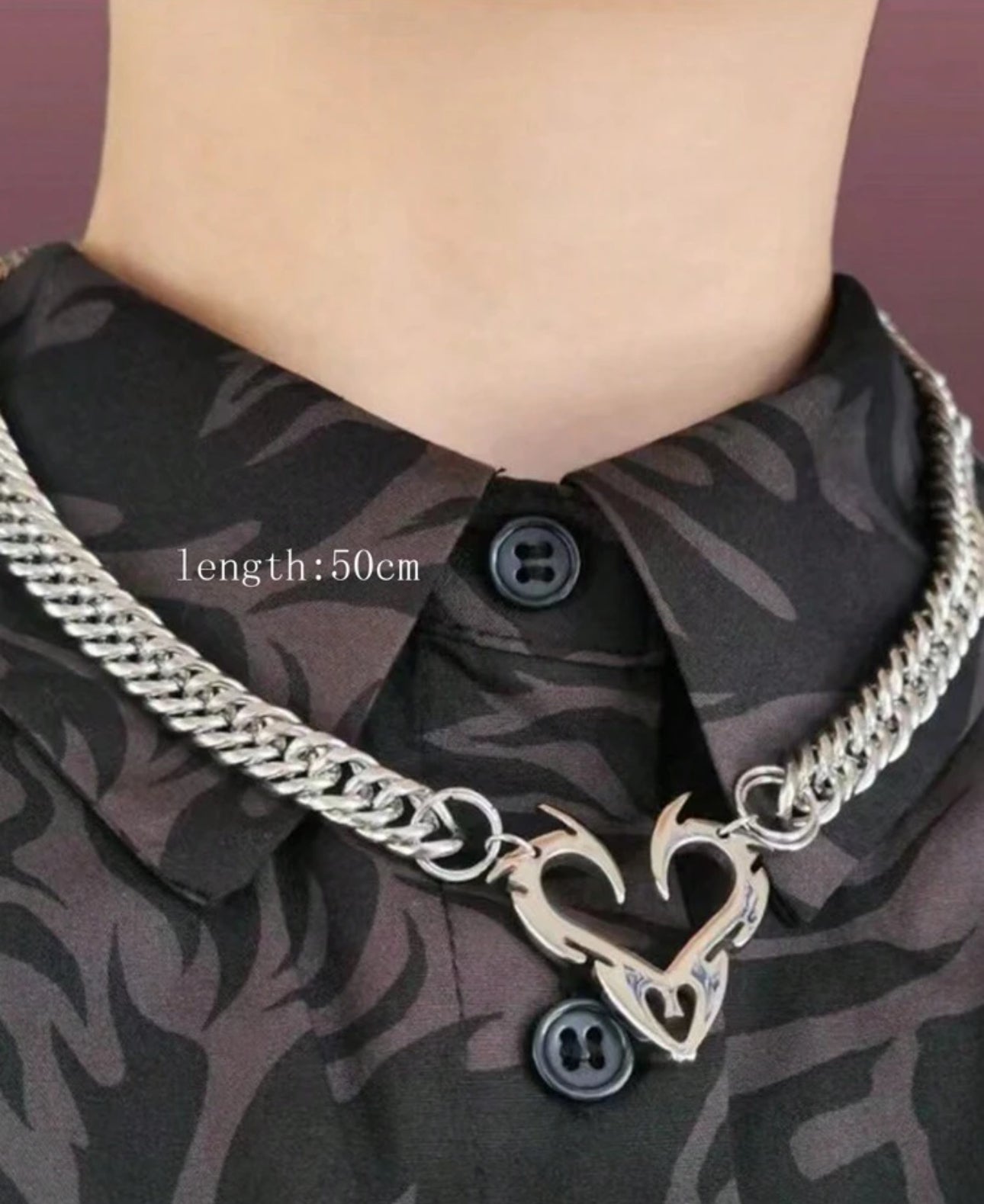 1pc Simple European & American Style Flame Totem & Heart Shaped Personality Boutique Clavicle Necklace