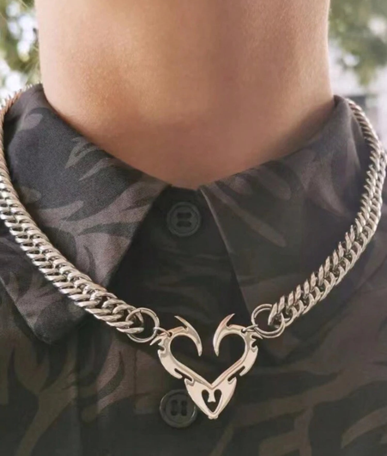 1pc Simple European & American Style Flame Totem & Heart Shaped Personality Boutique Clavicle Necklace